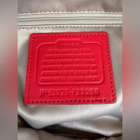 Authentic COACH purse -Parker Ocelot Print Fabric with red leather accents. - Picture 3 of 7